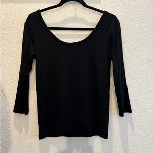 Banana Republic black fitted 3/4 sleeve ribbed blouse